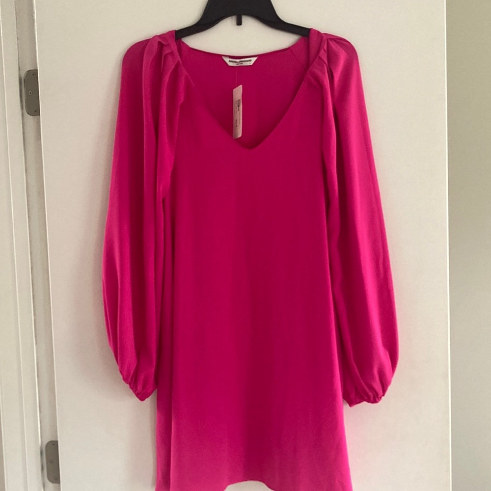 Pink puff sleeve dress